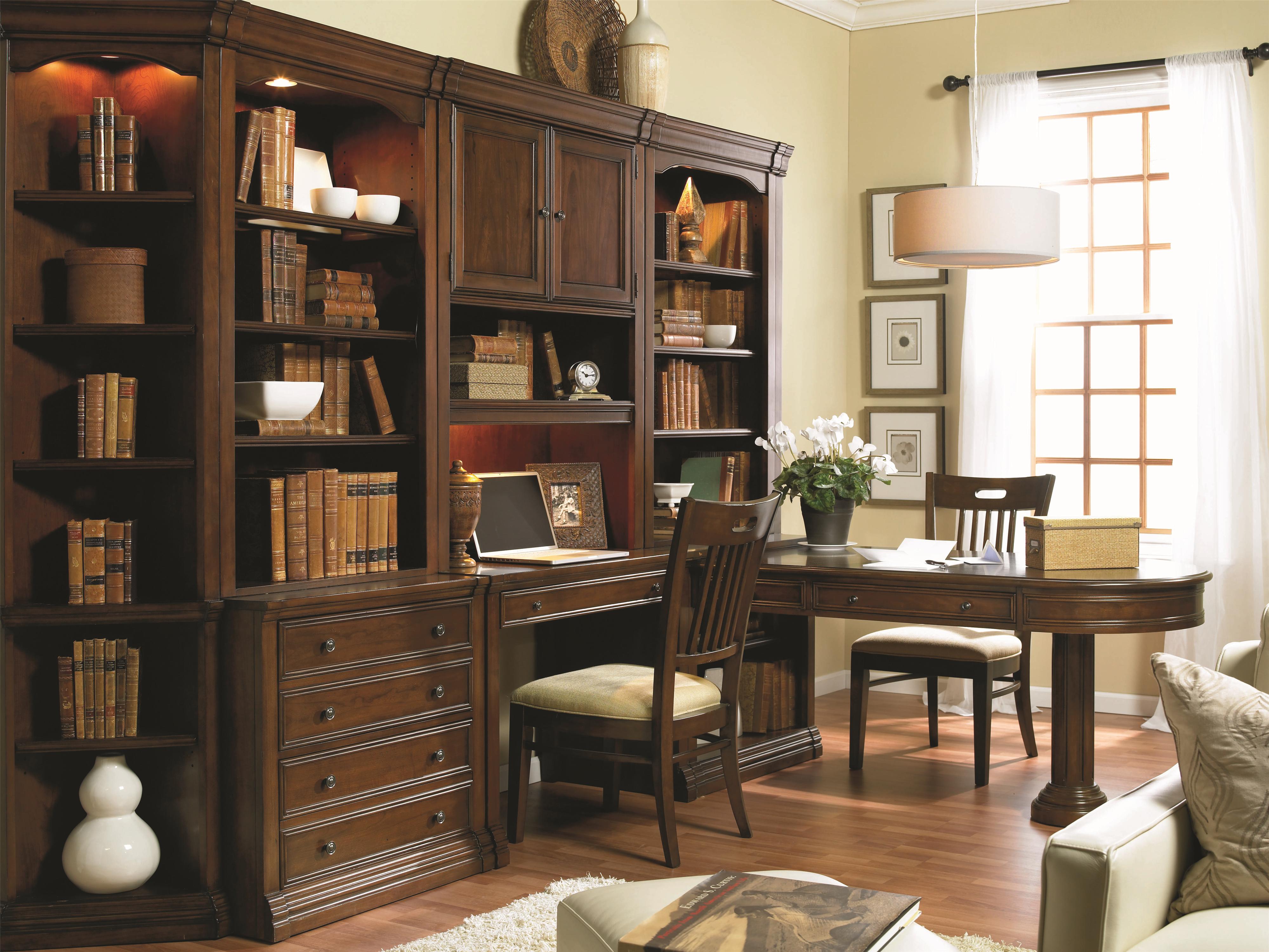 Hooker Furniture Cherry Creek Partner's Peninsula Desk with Two Drop